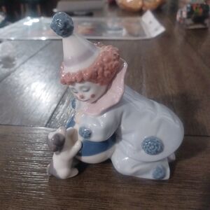 Lladro# 5278 Pierrot w/Puppy & Ball Kneeling Clown Daisa Vintage 1985
